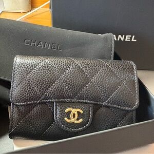Chanel Black Caviar Quilted Wallet